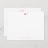 シンプルエレガントピンクモノグラム ノートカード (正面/裏面)