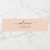 シンプルエレガントピーチとブラック結婚ズ ペットボトルラベル (シングルラベル)