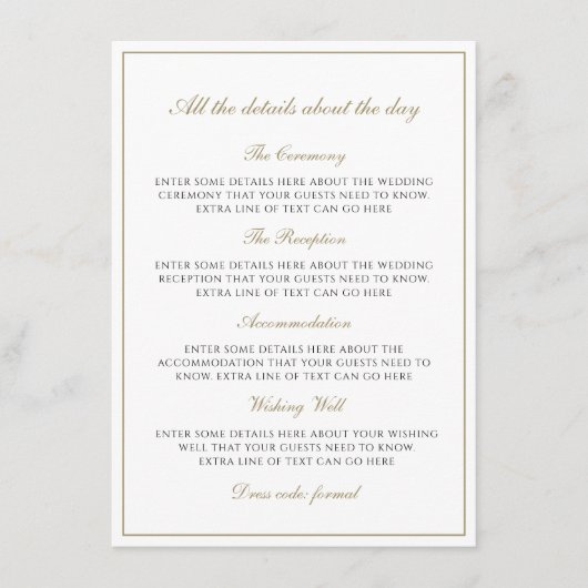 シンプルエレガントフェイククラシック金ゴールド詳細 エンクロージャーカード (正面)