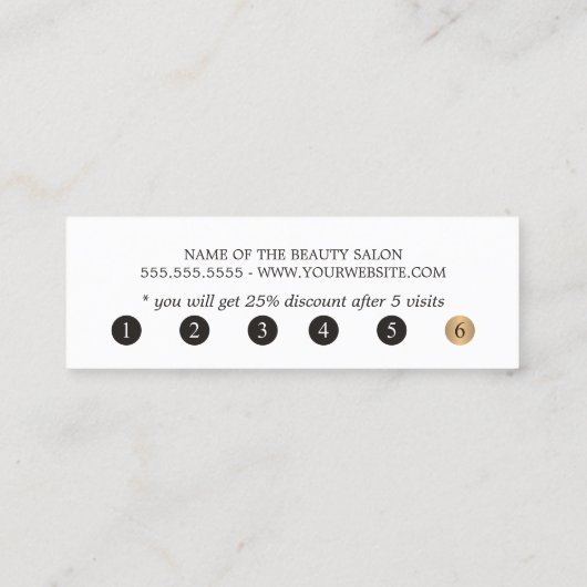 シンプルエレガントフェイク金ゴールドストライプ美しい ロイヤリティカード (裏面)