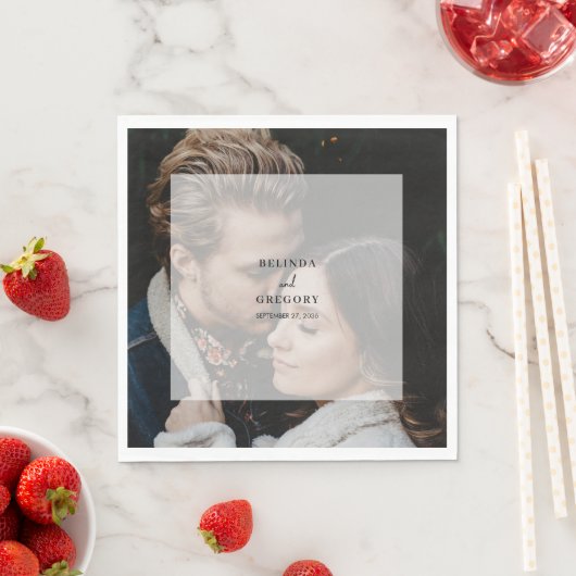 シンプルエレガントフォトオーバーレイ結婚スクリプト スタンダードランチョンナプキン (インサイチュ)