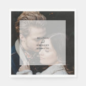 シンプルエレガントフォトオーバーレイ結婚スクリプト スタンダードランチョンナプキン (正面)