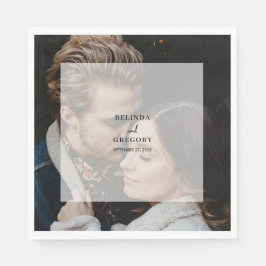 シンプルエレガントフォトオーバーレイ結婚スクリプト スタンダードランチョンナプキン