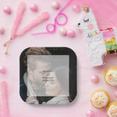 シンプルエレガントフォトオーバーレイ結婚スクリプト ペーパープレート (パーティー)