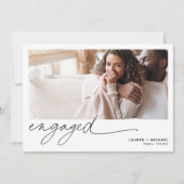 シンプルエレガントフォトスクリプトQRコード婚約 招待状 (正面)