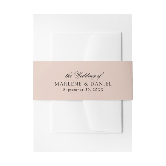 シンプルエレガントフォーマルミニマル赤面ピ結婚ンク 招待状ベリーバンド (正面例)