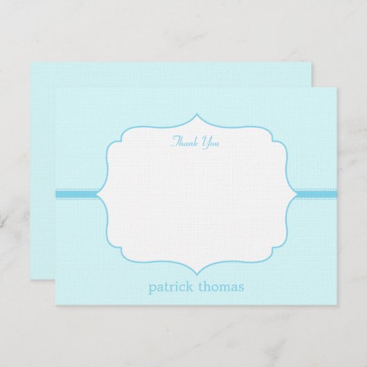 シンプルエレガントフラットサンキューカード – 青 サンキューカード (正面/裏面)