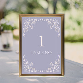 シンプルエレガントフランスの薄紫ヴィンテージ縁ど テーブルナンバー