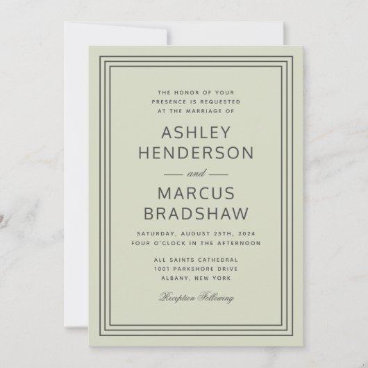 シンプルエレガントフレモダンー結婚ム 招待状 (正面)