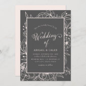 シンプルエレガントフローラのスケ結婚ッチ 招待状 (正面/裏面)