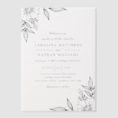 シンプルエレガントフローラコーナ結婚ーのオーバーレイ ベラム紙招待状 (正面)