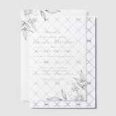 シンプルエレガントフローラコーナ結婚ーのオーバーレイ ベラム紙招待状 (オフセット (招待状))