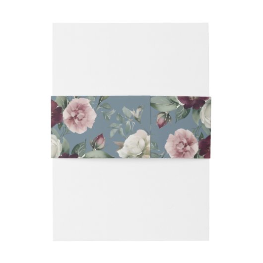 シンプルエレガントフローラダスティブルーフォーマル結婚ズ 招待状ベリーバンド (裏面例)