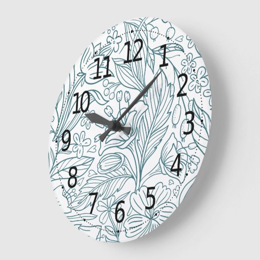 シンプルエレガントフローラハイ葉ビスカス | ラージ壁時計 (傾斜)