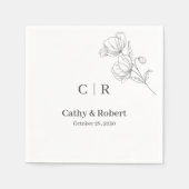 シンプルエレガントフローラミニマルとシック結婚ズ スタンダードカクテルナプキン (正面)