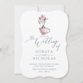 シンプルエレガントフローラ水結婚色 招待状 (正面)