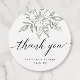 シンプルエレガントフローラ結婚のサンキューセージ フェイバータグ