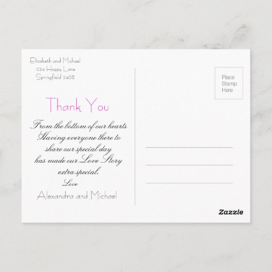 シンプルエレガントフローラ結婚サンキューカード ポストカード (裏面)