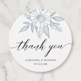 シンプルエレガントフローラ結婚サンキューブルー フェイバータグ