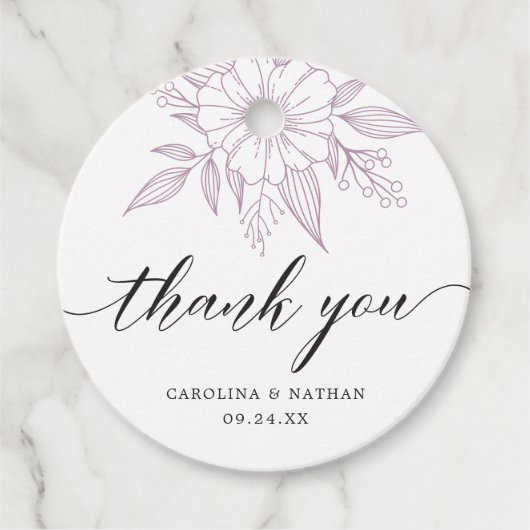 シンプルエレガントフローラ結婚ズサンキューラベンダーズ フェイバータグ (正面)