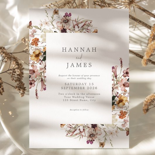 シンプルエレガントフローラ結婚ズ 招待状