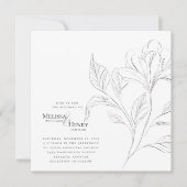 シンプルエレガントフローラ結婚タイポグラフィ写真 招待状 (正面)