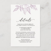 シンプルエレガントフローラ結婚ラベンダーパープル エンクロージャーカード (正面)