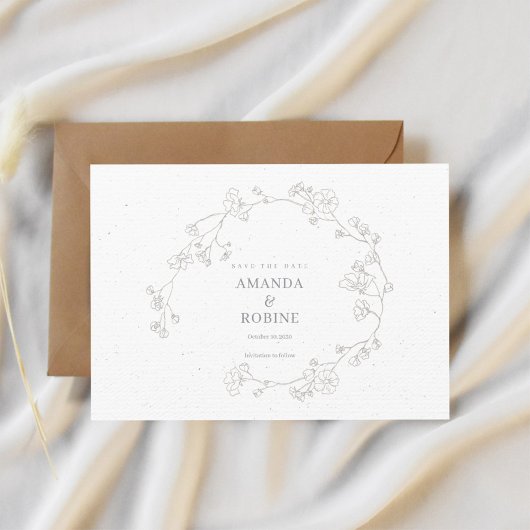 シンプルエレガントフローラ結婚式の日付の保存 セーブザデート