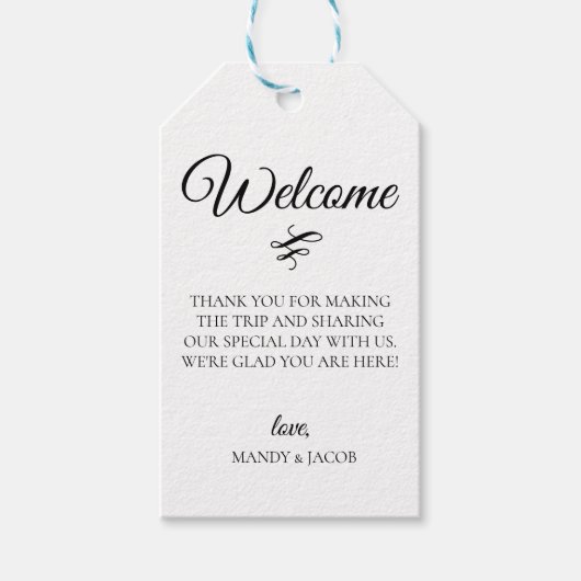 シンプルエレガントフローリ結婚ッシュ歓迎バッグ ギフトタグ (正面)