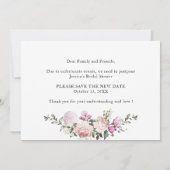 シンプルエレガントブライダルシャワー日付の変更 招待状 (裏面)