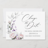 シンプルエレガントブライダルシャワー日付の変更 招待状 (正面)