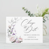 シンプルエレガントブライダルシャワー日付の変更 招待状 (スタンド正面)