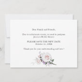 シンプルエレガントブライダルシャワー日付の変更 招待状 (裏面)