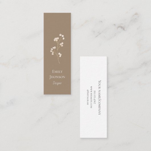 シンプルエレガントブラウンミニ名刺 スキニー名刺 (正面/裏面)