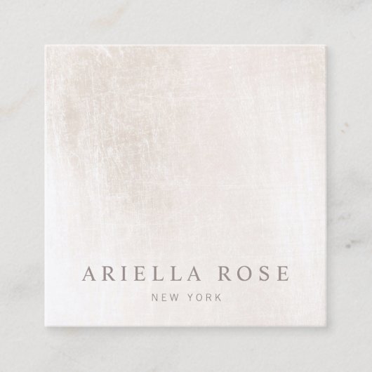 シンプルエレガントブラシ白大理石プロフェッショナル スクエア名刺 (正面)