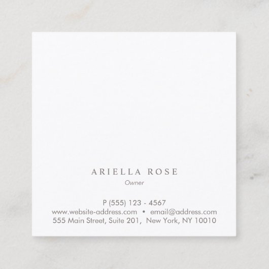 シンプルエレガントブラシ白大理石プロフェッショナル スクエア名刺 (裏面)