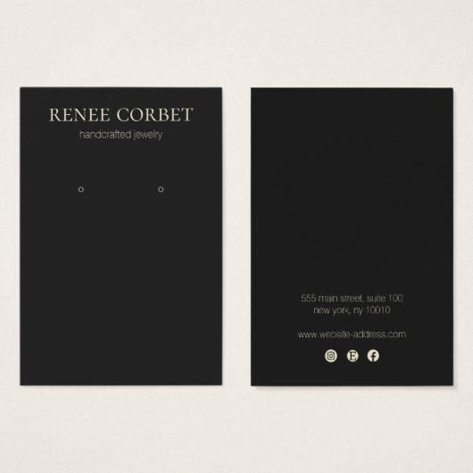 シンプルエレガントブラックイヤリングディスプレイカード (正面&裏面)