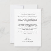 シンプルエレガントブラックスクリプトフォトドア結婚ズ サンキューカード (裏面)