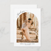 シンプルエレガントブラックスクリプトフォトドア結婚ズ サンキューカード (正面/裏面)