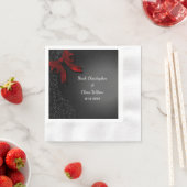 シンプルエレガントブラックミニマリストレッドボウナプキンス 縁ありカクテルナプキン (インサイチュ)