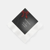 シンプルエレガントブラックミニマリストレッドボウナプキンス 縁ありカクテルナプキン (角)