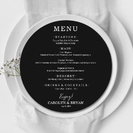 シンプルエレガントブラック結婚ラウンド メニュー