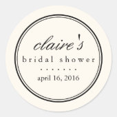 シンプルエレガントブラック&クリームブライダルシャワー ラウンドシール (正面)