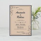 シンプルエレガントブラック&クリーム結婚式招待状 招待状 (スタンド正面)