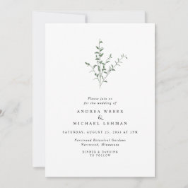 シンプルエレガントブランチ葉ボタ結婚ニカル 招待状
