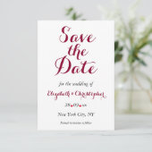 シンプルエレガントブルグンディ結婚ホワイト婚約 セーブザデート (スタンド正面)