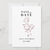 シンプルエレガントブルゴーニュフローラ保存日 招待状 (正面)