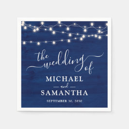 シンプルエレガントブルーウッド素朴結婚ズ スタンダードカクテルナプキン