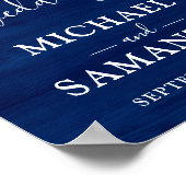 シンプルエレガントブルーウッド素朴結婚ズ ポスター (角)