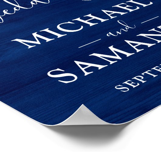 シンプルエレガントブルーウッド素朴結婚ズ ポスター (角)